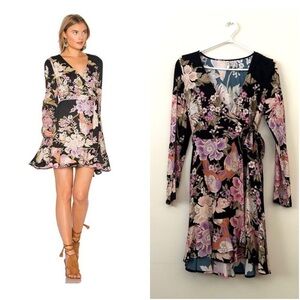 SPELL Purple Floral Wrap Dress